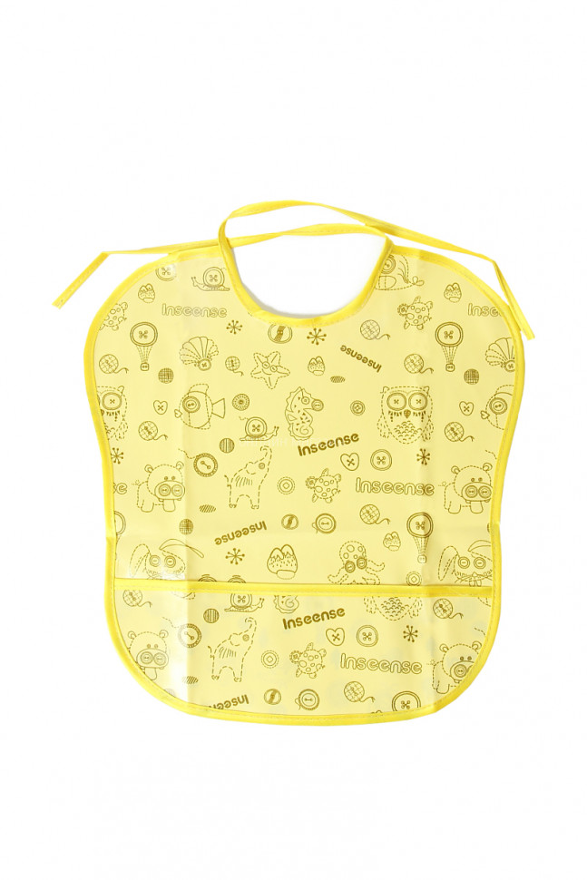 Inseense bib with pocket, yellow with pattern, 33x33 cm