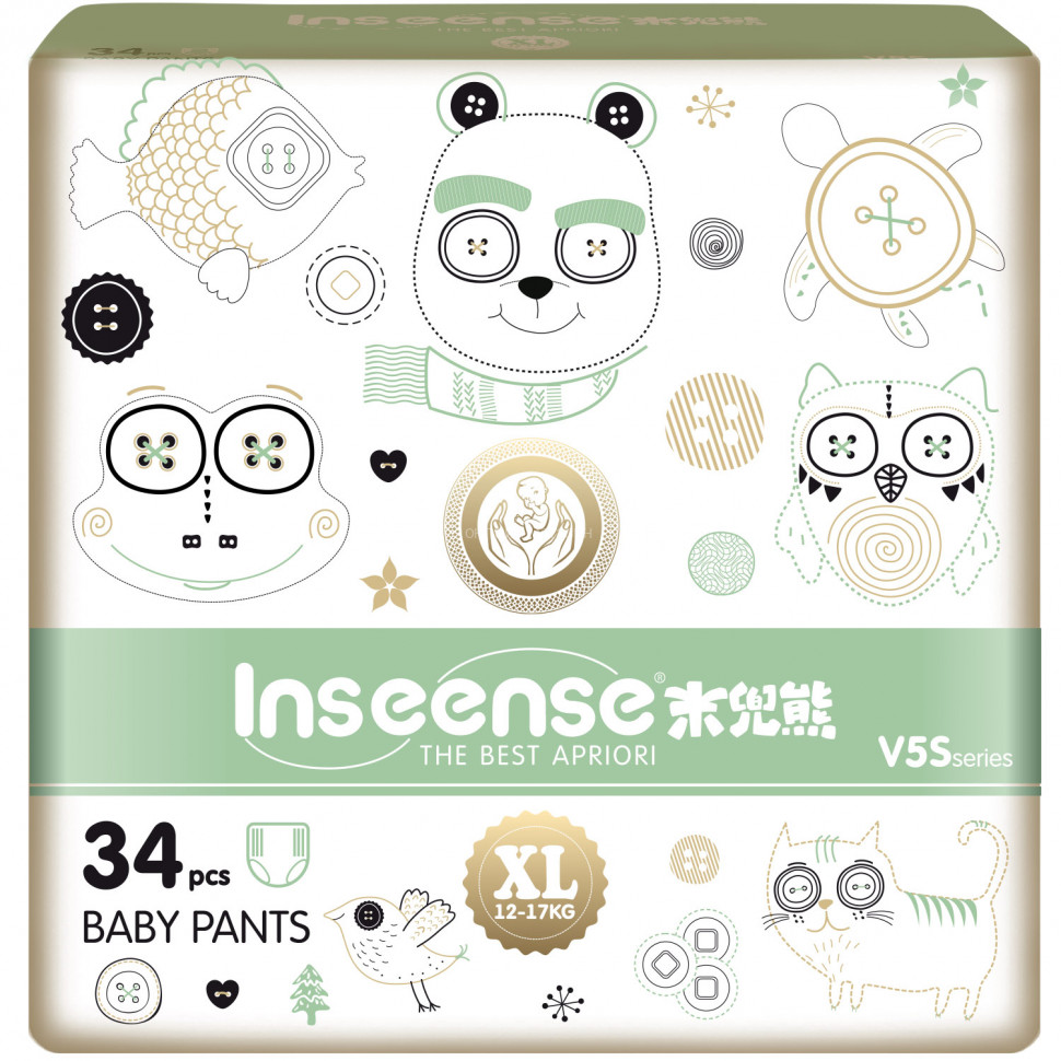 Diapers-panties Inseense V5S XL (12-17 kg), 34 pcs  